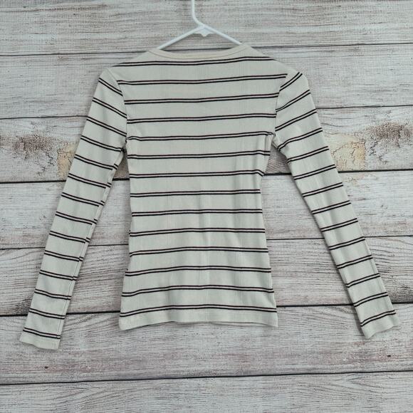 Frame‎ Denim Button Shoulder Striped Long Sleeve Top Women's XS White/Blue/Red - Picture 2 of 11